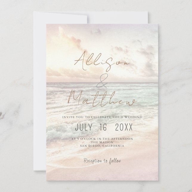 Beach Wedding Invitation Seaside/Oceanside Wedding (Front)