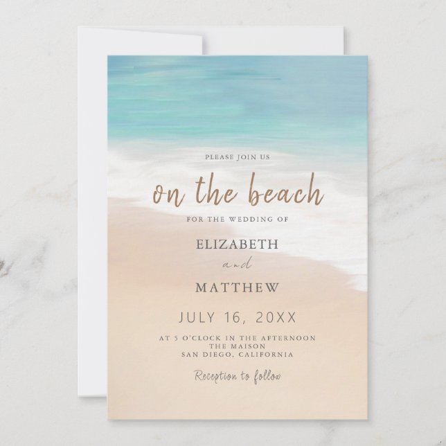 Beach Wedding Invitation Seaside/Oceanside Wedding (Front)