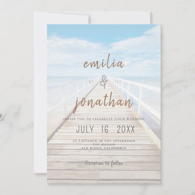 Beach Wedding Invitation Seaside/Oceanside Wedding (Front)