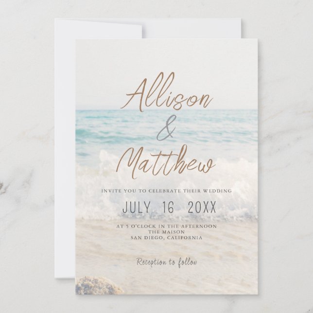 Beach Wedding Invitation Seaside/Oceanside Wedding (Front)