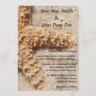 Beach Wedding Invitation:  Starfish in Sand Invitation