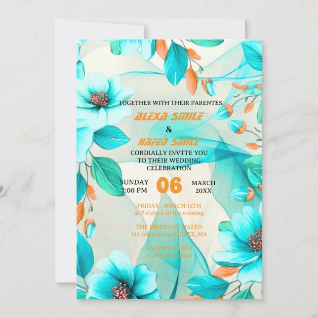 Beach Wedding Invitation Template Sunset (Front)