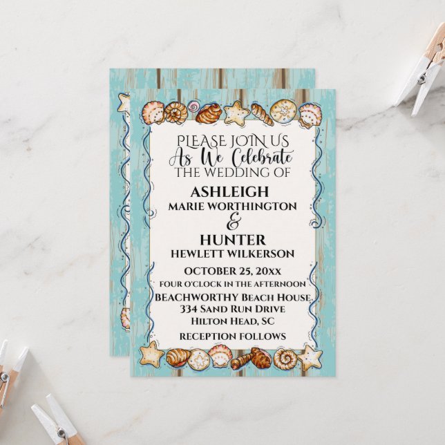 Beach Wedding Invitation Template Version 2 (Front/Back In Situ)