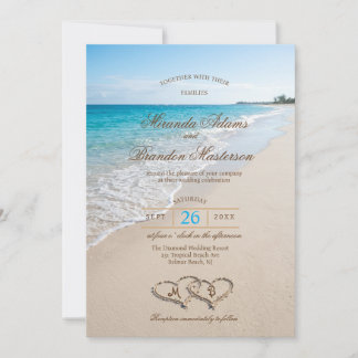 Beach Wedding Invitation Turquoise Ocean Design