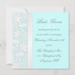 Beach Wedding Invitation w/Starfish and Seashells