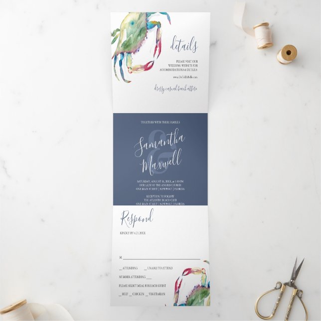 Beach Wedding Invitation with Coastal Charm (Inside)