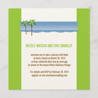 Beach Wedding Invitations Palm Trees Cream Green