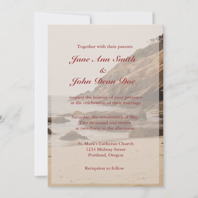 Beach Wedding Invitations - Rocky Beach (Front)