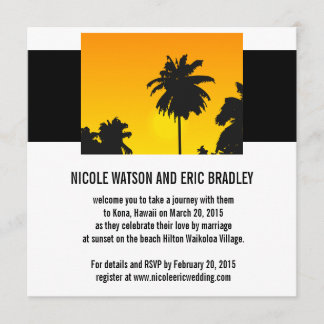 Beach Wedding Invitations Sunset Palm Trees