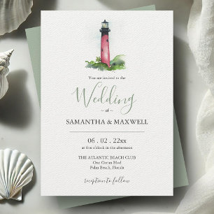 Beach Wedding Invitations Watercolor Lighthouse