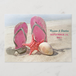 beach wedding invitations with red starfish