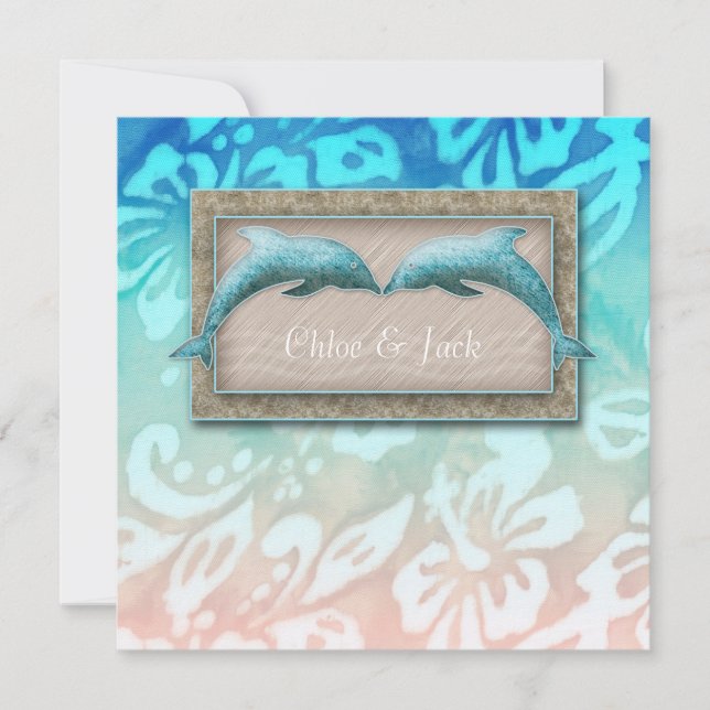 Beach Wedding Invite Dolphin Luau Party Nautical (Front)