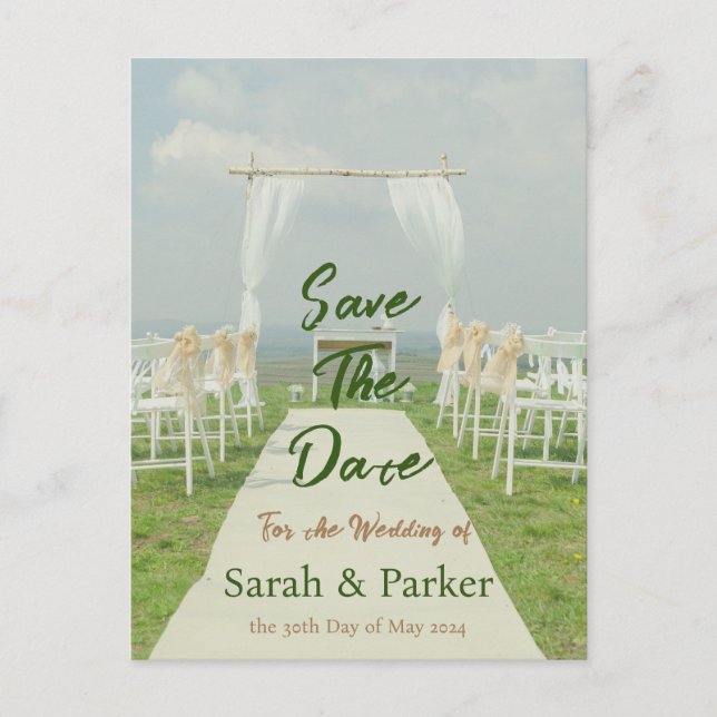 Beach Wedding Isle in the Sun-  Save the Date Postcard (Front)