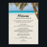 Beach Wedding Itinerary Double Sided Program Programme<br><div class="desc">Tropical destination double sided wedding itinerary program with a tropical palm beach setting,  string twinkle lights,  a carved heart with your initials,  and a wedding itinerary template.</div>