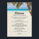 Beach Wedding Itinerary Double Sided Program Programme<br><div class="desc">Tropical destination double sided wedding itinerary program with a tropical palm beach setting,  string twinkle lights,  a carved heart with your initials,  and a wedding itinerary template.</div>