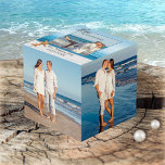 Beach Wedding Keepsake Photo Cube<br><div class="desc">Photo cube with your own photos on 5 sides. The top side shows a framing image with a beach and lace on a white wood background with (optional) starfish. You can also replace this top framing altogether with your own photo, or just replace the centre image. A beautiful keepsake after...</div>