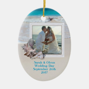 Beach Wedding Keepsake Photo Ornament