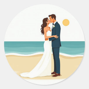 Beach Wedding Kiss Sticker