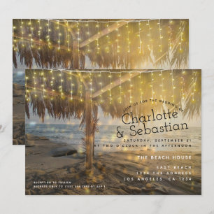 Beach Wedding Light String Personalised Invitation