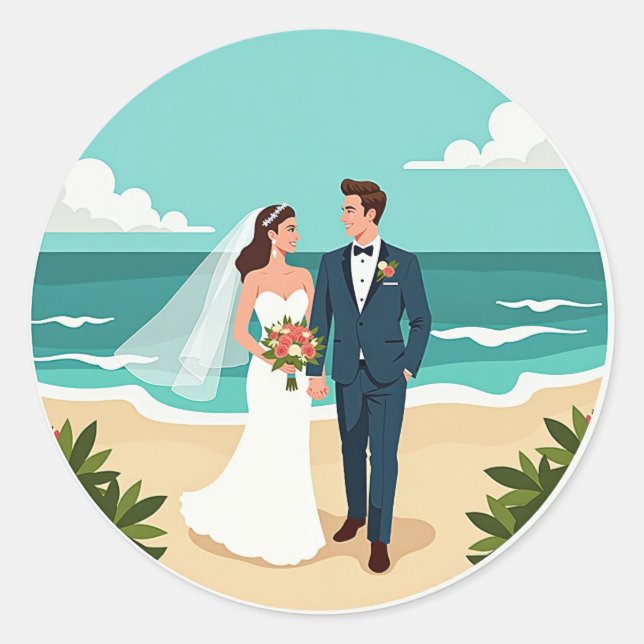 Beach Wedding Love Sticker (Front)