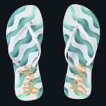 Beach Wedding Marine Bride Summer Flip Flops<br><div class="desc">Wedding flip flops for the summer wedding or beach wedding for the bride. Abstract turquoise waves on a white background with bride typography. A modern and trendy marine flip flop with simple abstract blue waves. Great for your summer beach wedding. You can change or erase the text.</div>