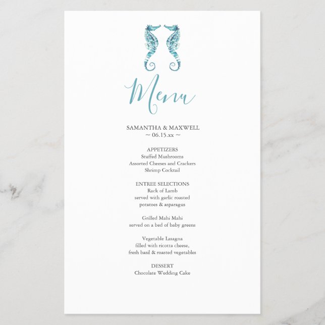 Beach Wedding Menu Budget (Front)