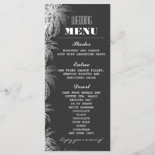 beach wedding menu cards with chalkboard palm tree