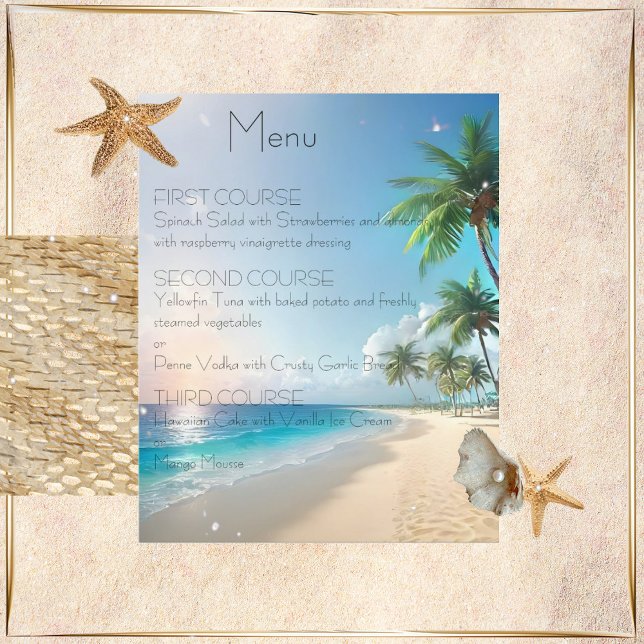 Beach Wedding Menu Paper Sheet (Creator Uploaded)