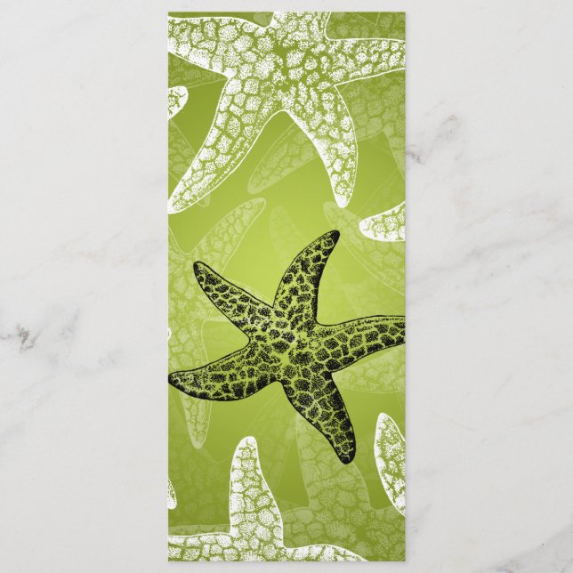 Beach Wedding  Menu Starfish Lime Green (Front)