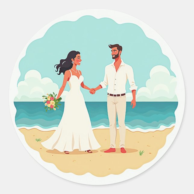 Beach Wedding Moment Sticker (Front)