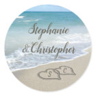 Beach Wedding Monogram Hearts in the Sand