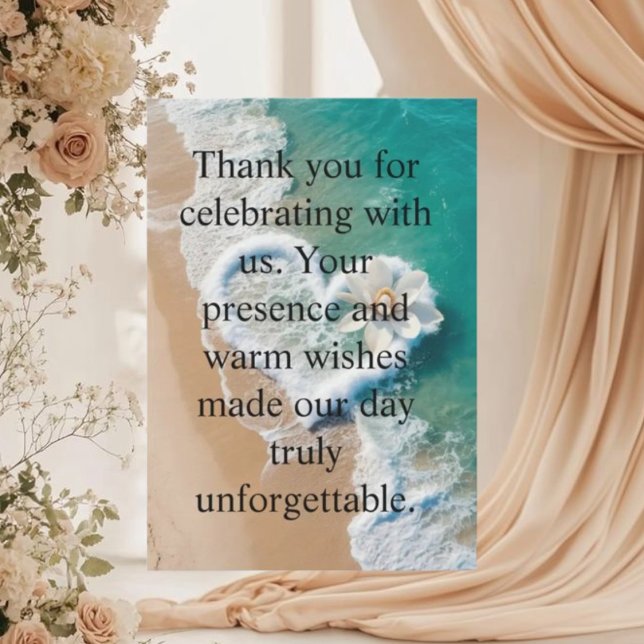 Beach Wedding Monogram Hearts in the Sand Magnet T Thank You Card (Creator Uploaded)