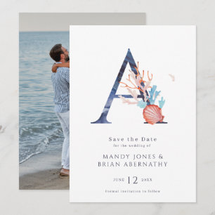 Beach Wedding Monogram Photo Save the Date