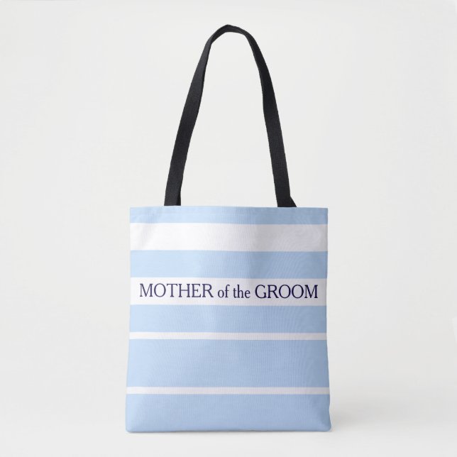 Beach wedding Mother of groom blue white stripes Tote Bag (Front)