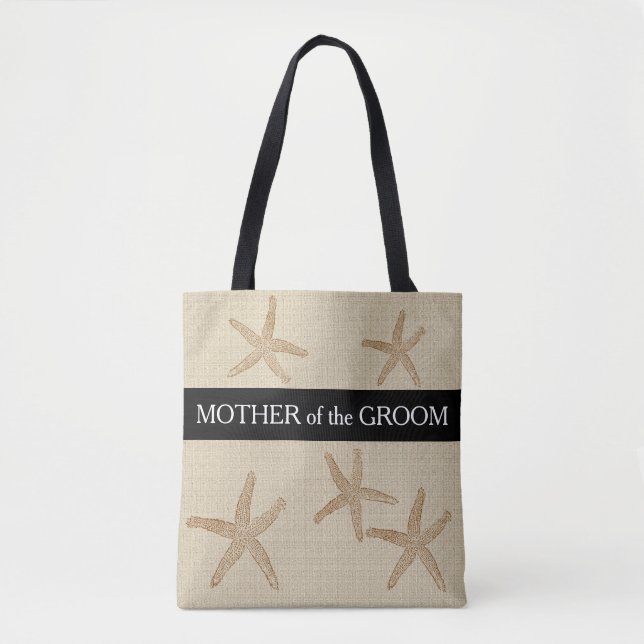 Beach wedding Mother of groom sand burlap Tote Bag (Front)
