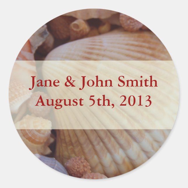 Beach Wedding Multicolored Seashell Stickers (Front)