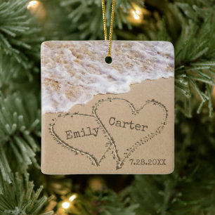 Beach Wedding Names And Date Ceramic Ornament