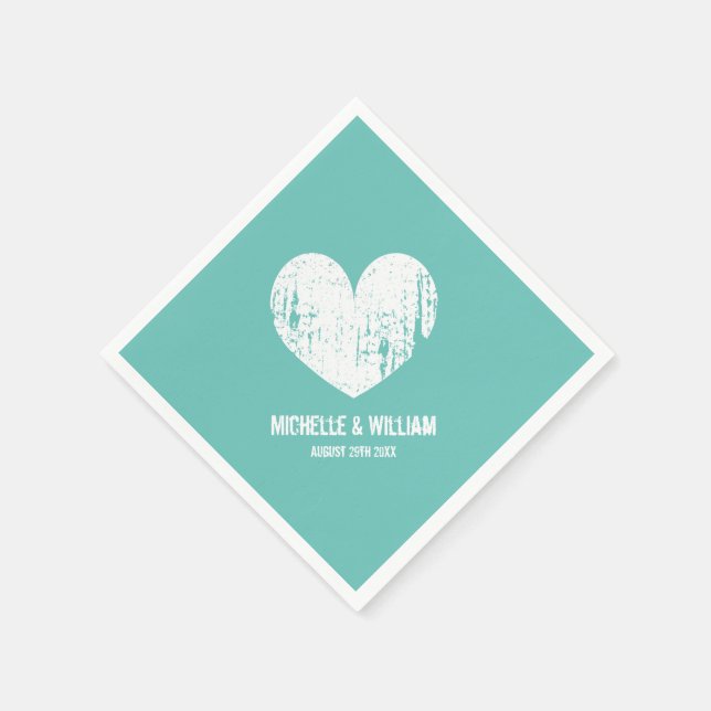 Beach wedding napkins | rustic turquoise and white (Corner)