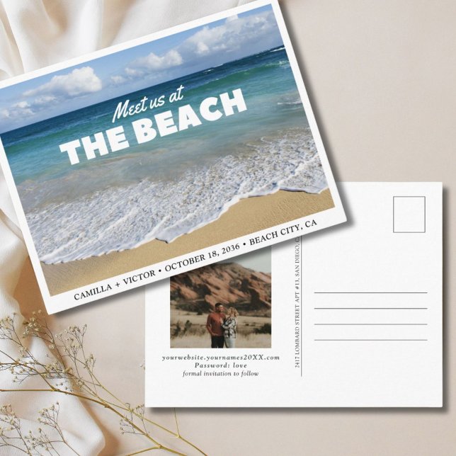 Beach Wedding Ocean Photo Save the Date Postcard (Beach Wedding Ocean Photo Save the Date Postcard
)