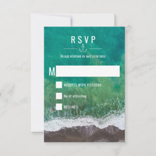 Beach Wedding Ocean Sea Shore Nautical Wedding RSVP Card