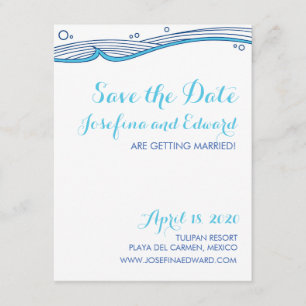 Beach Wedding Ocean Waves Save the Date Invitation