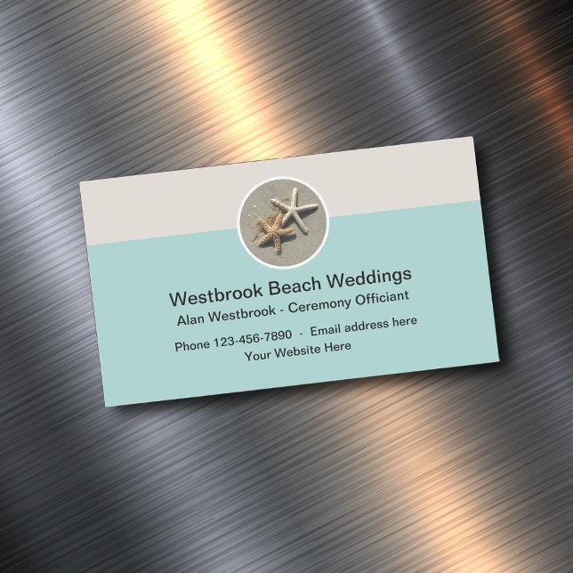 Beach Wedding Officiant Magnetic Business Card (Creator Uploaded)