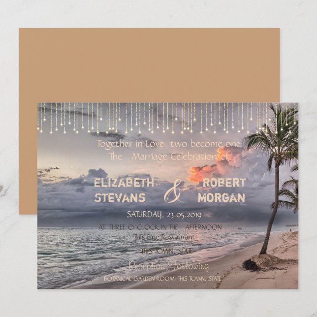 Beach Wedding ,Palm Invitation (Front/Back)