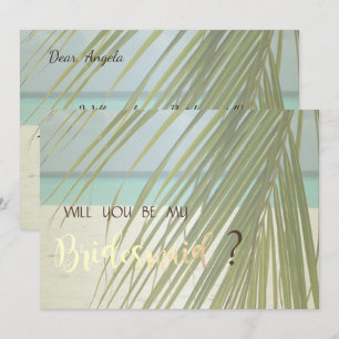 Beach Wedding Palm Leaves Bridesmaid Card
