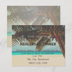 Beach Wedding ,Palm Rehearsal Dinner Invitation