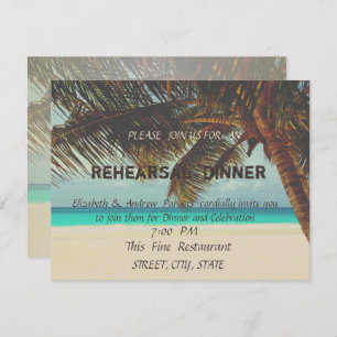 Beach Wedding ,Palm Rehearsal Dinner Invitation
