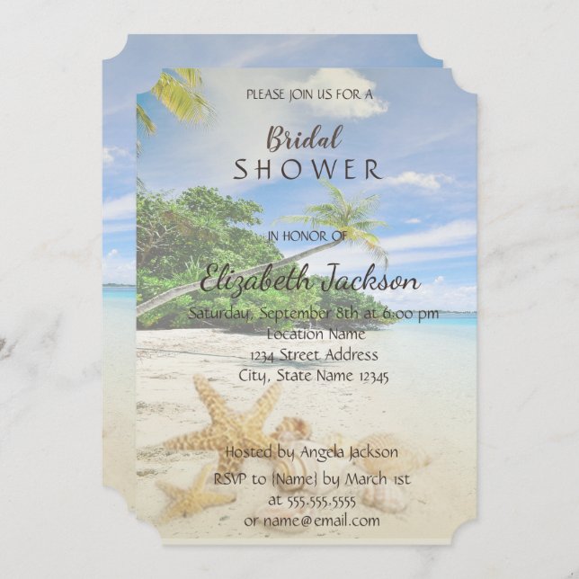 Beach Wedding,Palm,Seastar   Bridal Shower Invitation (Front/Back)