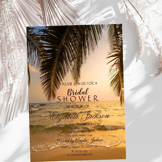 Beach Wedding,Palm Sunset Bridal Shower Invitation (Creator Uploaded)