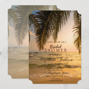 Beach Wedding,Palm Sunset Bridal Shower Invitation