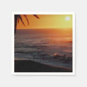Beach Wedding Palm Tree Sunset Paper Napkins